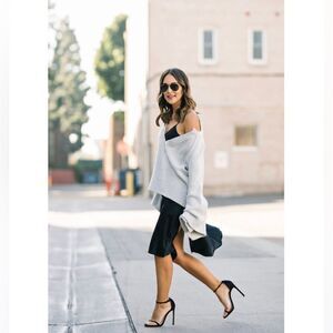 Free People Lovely Lines Bell Sleeve Sweater Gray S